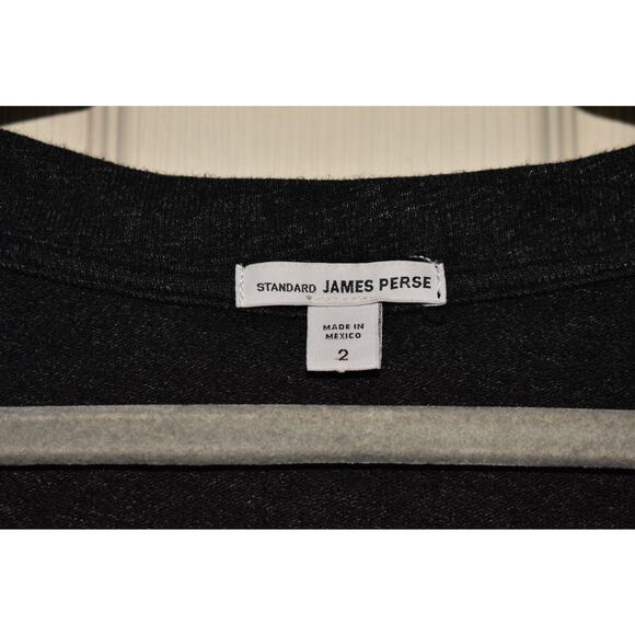 JAMES PERSE $220 Standard Heather‎ Black V-Neck Light Weight Knit Top 2 / Medium - Picture 3 of 3